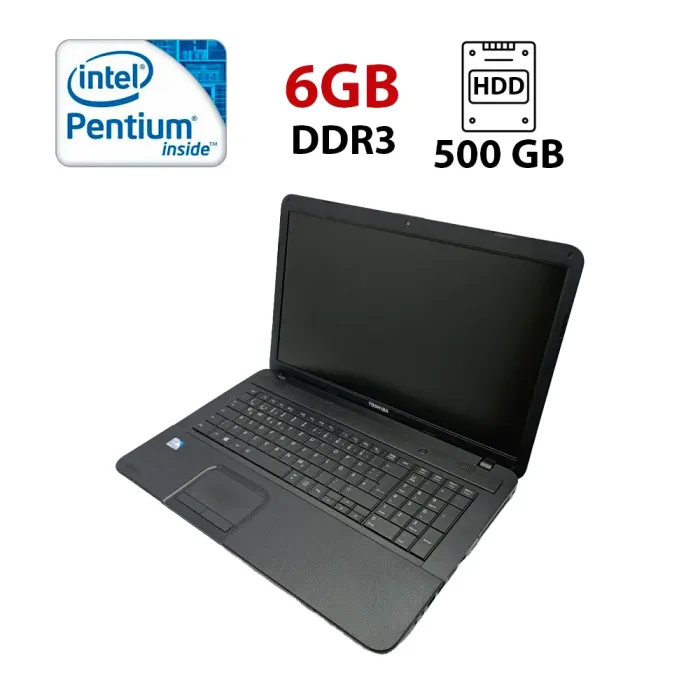 Ноутбук Toshiba C870 / 17.3" (1600x900) TN / Intel Pentium 2020M (2 ядра по 2.4 GHz) / 6 GB DDR3 / 500 GB HDD / Intel HD Graphics / WebCam б/в - зображення 1
