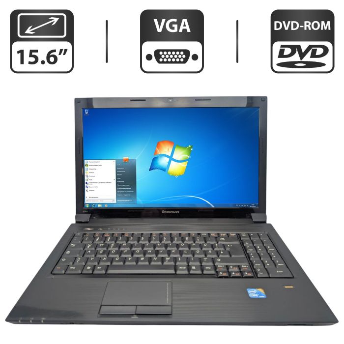 Ноутбук Lenovo B560 / 15.6" (1366x768) TN / Intel Core i3-380M (2 (4) ядра по 2.5 GHz) / 6 GB DDR3 / 320 GB HDD / Intel HD Graphics / WebCam / DVD-ROM б/в - зображення 1
