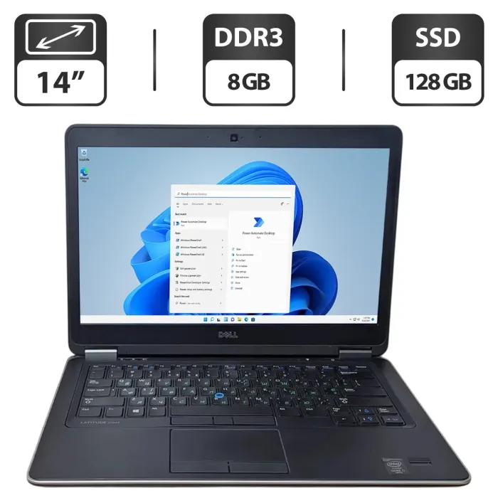 Ноутбук Dell Latitude E7440 / 14" (1366x768) TN / Intel Core i7-4600U (2 (4) ядра по 2.1 - 3.3 GHz) / 8 GB DDR3 / 128 GB SSD / Intel HD Graphics 4400 / WebCam б/в - зображення 1