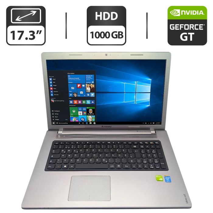 Ноутбук Б-клас Lenovo IdeaPad Z710 / 17.3" (1600x900) TN / Intel Core i5-4200M (2 (4) ядра по 2.5 - 3.1 GHz) / 8 GB DDR3 / 1000 GB HDD / nVidia GeForce GT 740M, 2 GB GDDR3, 64-bit / WebCam / DVD-ROMб/в - зображення 1