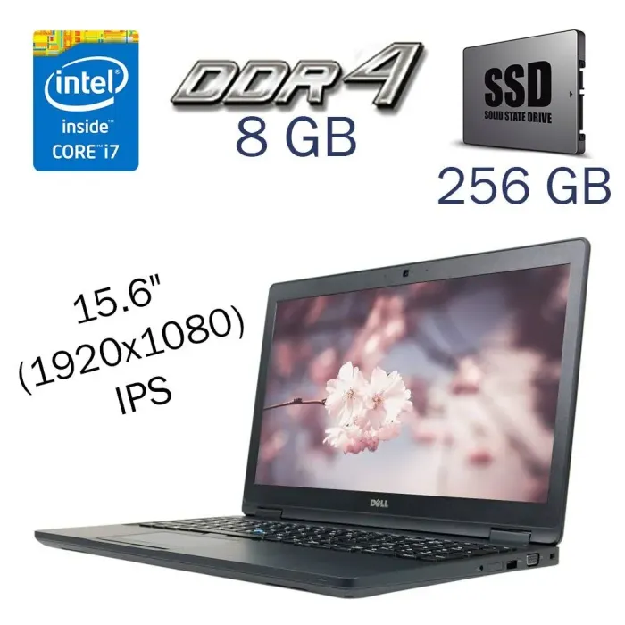 Ігровий ноутбук Dell Latitude 5580 / 15.6" (1920x1080) IPS / Intel Core i7-7820HQ (4 (8) ядра по 2.9 - 3.9 GHz) / 8 GB DDR4 / 256 GB SSD / nVidia GeForce 940MX, 2 GB GDDR5, 64-bit / WebCam б/в - зображення 1