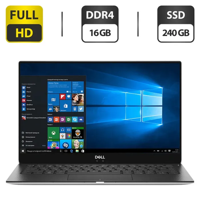 Ультрабук Dell XPS 9370 / 13.3" (1920x1080) IPS / Intel Core i5-8250U (4 (8) ядра по 1.6 - 3.4 GHz) / 8 GB DDR3 / 256 GB SSD / Intel UHD Graphics 620 / WebCam / Win 10 Pro б/в - зображення 1