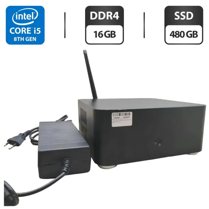 Неттоп Inter-Tech ITX USFF / Intel Core i5-8400 (6 ядер по 2.8 - 4.0 GHz) / 16 GB DDR4 / 480 GB SSD / Intel UHD Graphics 630 / Wi-Fi б/в - зображення 1