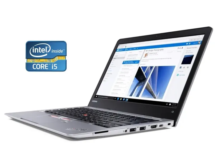 Ультрабук Б-клас Lenovo ThinkPad 13 / 13.3" (1366x768) TN / Intel Core i5-7200U (2 (4) ядра по 2.5 - 3.1 GHz) / 8 GB DDR4 / 256 GB SSD / Intel HD Graphics 620 / WebCam / Win 10 Pro б/в - зображення 1