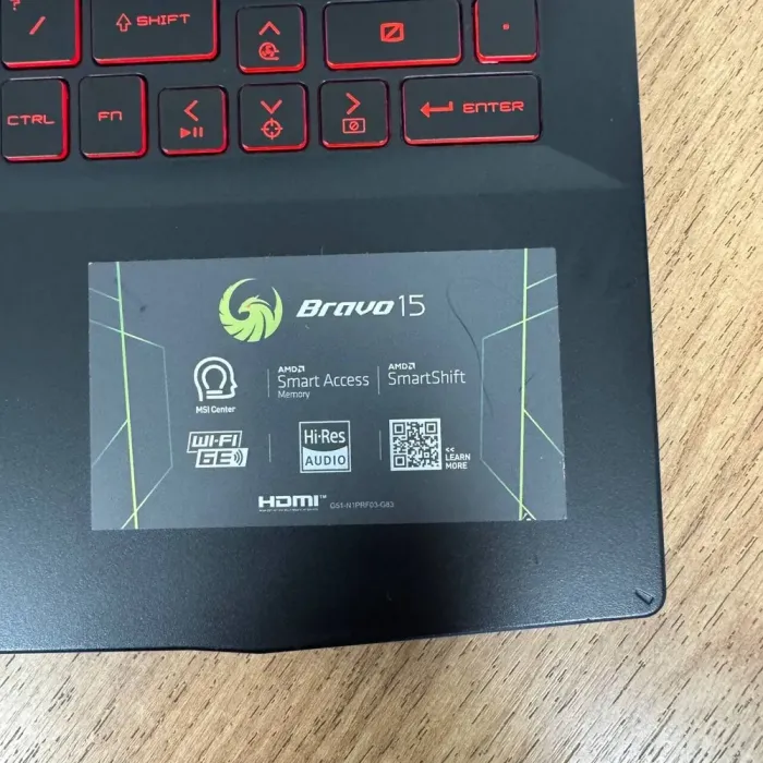 Ігровий ноутбук Б-клас MSI Bravo 15 B5ED / 15.6" (1920x1080) IPS / AMD Ryzen 7 5800H (8 (16) ядер по 3.2 - 4.4 GHz) / 16 GB DDR4 / 512 GB SSD NVMe / AMD Radeon RX 6550M, 4 GB GDDR6, 64-bit / WebCam б/в - зображення 9