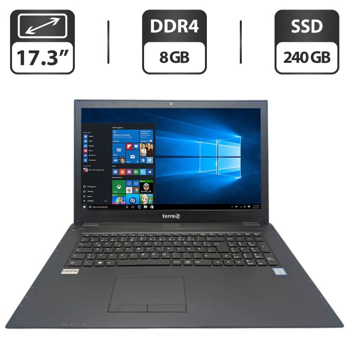 Ноутбук Terra Mobile 1715 / 17.3" (1600x900) TN / Intel Core i5-8250U (4 (8) ядра по 1.6 - 3.4 GHz) / 8 GB DDR4 / 240 GB SSD / Intel UHD Graphics 620 / WevCam / DVD-ROM б/в - зображення 1
