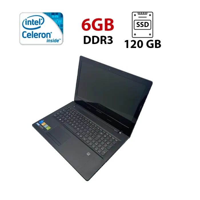 Ноутбук Lenovo G50-30 / 15.6" (1366x768) TN / Intel Celeron N2830 (2 ядра по 2.16 - 2.41 GHz) / 6 GB DDR3 / 120 GB SSD / Intel HD Graphics / WebCam б/в - зображення 1