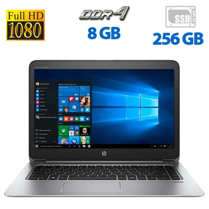 Ноутбук Б-клас HP EliteBook Folio / 14" TN / Core i5-6300U (2(4) ядра по 2.4-3GHz) / 8GB DDR4 / 256GB SSD / HD Graphics 520 / WebCam б/в - зображення 1