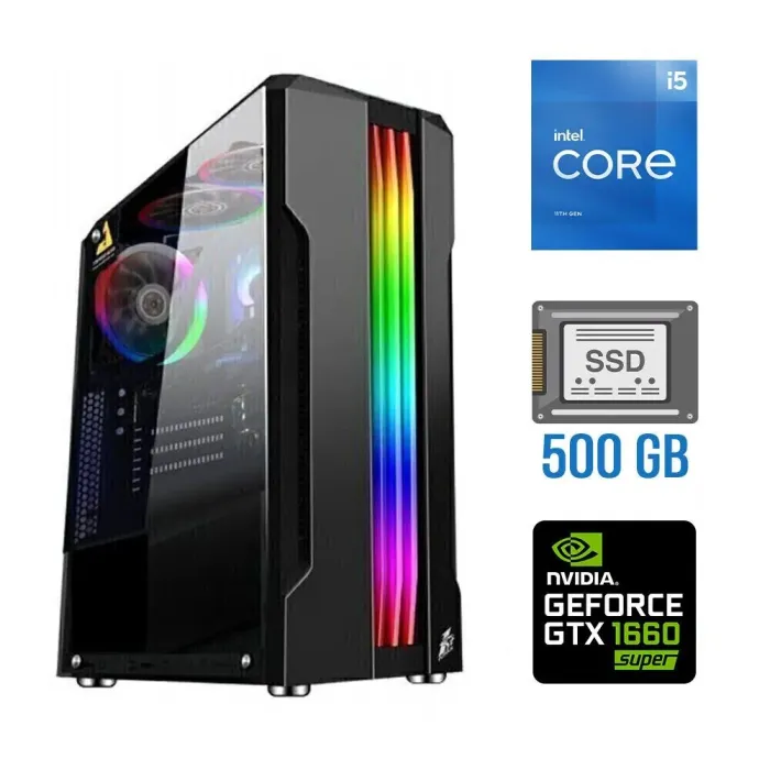 Ігровий ПК Tower / Intel Core i5-11400F (6 (12) ядер по 2.6 - 4.4 GHz) NEW / 16 GB DDR4 NEW / 500 GB SSD NEW / nVidia GeForce GTX 1660 Super, 6 GB GDDR6, 192-bit б/в - зображення 1