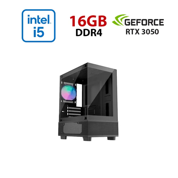 Ігровий ПК 1stPlayer Mi2-A-BK-2F7R-1F7 Black Tower / Intel Core i5-12400F (6 (12) ядер по 2,5 - 4,4 ГГц) / 16 ГБ DDR4 / 480 ГБ SSD / nVidia GeForce RTX 3050, 8 ГБ GDDR6, 128-біт - зображення 1