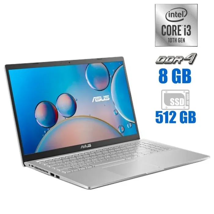 Ультрабук Asus X515J / 15.6" (1920x1080) IPS / Intel Core i3-1005G1 (2 (4) ядра по 1.2 - 3.4 GHz) / 8 GB DDR4 / 512 GB SSD / Intel UHD Graphics / WebCam б/в - зображення 1