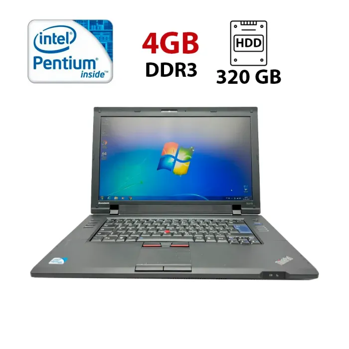 Ноутбук Lenovo ThinkPad SL510 / 15.6" (1366x768) TN / Intel Pentium T4500 (2 ядра по 2.3 GHz) / 4 GB DDR3 / 320 GB HDD / Intel HD Graphics / WebCam б/в - зображення 1