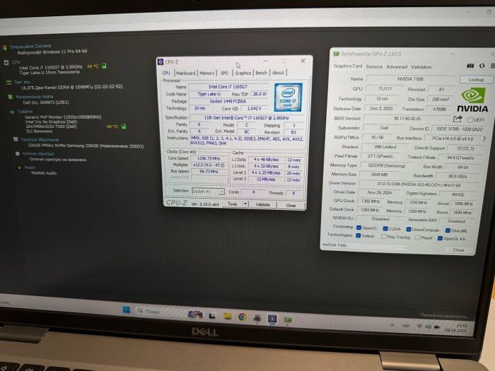 Мобільна робоча станція Б-клас Dell Precision 3560 / 15.6" (1920x1080) TN / Intel Core i7-1165G7 (4 (8) ядра по 2.8 - 4.7 GHz) / 16 GB DDR4 / 256 GB SSD / nVidia Quadro T500, 2 GB GDDR6, 64-bit / WebCam / Win 11 Pro б/в - зображення 11