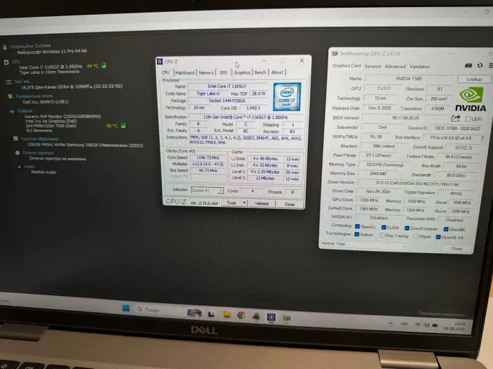 Мобільна робоча станція Б-клас Dell Precision 3560 / 15.6" (1920x1080) TN / Intel Core i7-1165G7 (4 (8) ядра по 2.8 - 4.7 GHz) / 16 GB DDR4 / 256 GB SSD / nVidia Quadro T500, 2 GB GDDR6, 64-bit / WebCam / Win 11 Pro б/в - зображення 11