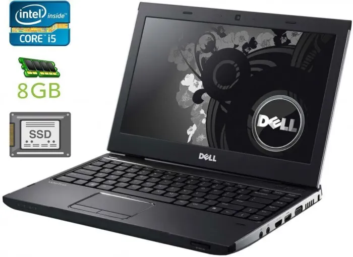 Ноутбук Б-клас Dell Vostro 3350 / 13.3" (1366x768) TN / Intel Core i5-2410M (2 (4) ядра по 2.3 - 2.9 GHz) / 8 GB DDR3 / 240 GB SSD / Intel HD Graphics 3000 / WebCam / DVD-RW / HDMI б/в - зображення 1