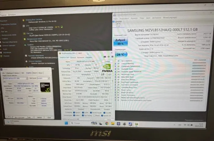 Ігровий ноутбук MSI MegaBook GS63 Stealth 8RE / 15.6" (1920x1080) IPS / Intel Core i7-8750H (6 (12) ядер по 2.2 - 4.1 GHz) / 32 GB DDR4 / 512 GB SSD / nVidia GeForce GTX 1060, 6 GB GDDR5, 192-bit / WebCam б/в - изображение 12