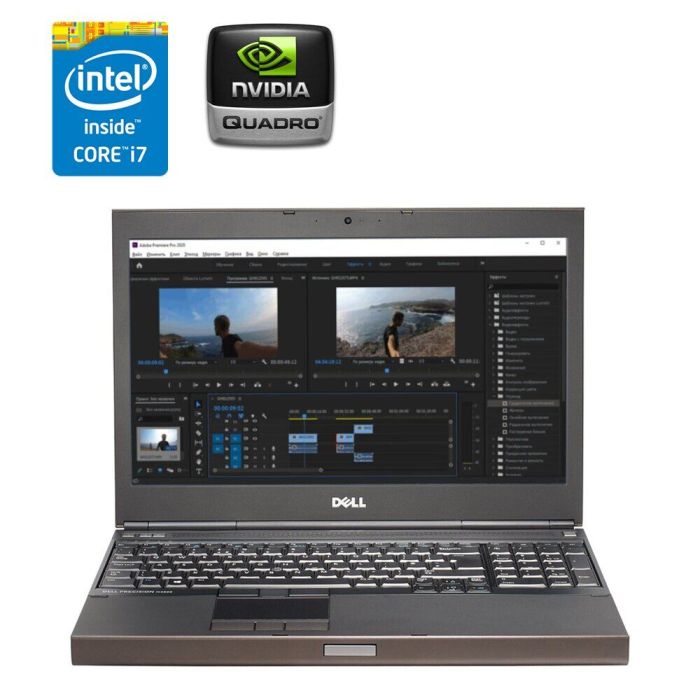 Мобільна робоча станція Dell Precision M4800 / 15.6" (1920x1080) TN / Intel Core i7-4810MQ (4 (8) ядра по 2,8 - 3,8 ГГц) / 16 ГБ DDR3 / 200 ГБ SSD + 500 ГБ HDD / nVidia Quadro K1100M, 2 ГБ GDDR5, 128-біт / WebCam / HDMI б/в - зображення 1
