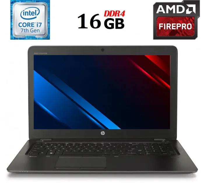 Мобільна робоча станція HP ZBook 15u G4 / 15.6" (1920x1080) TN / Intel Core i7-7500U (2 (4) ядра по 2.7 - 3.5 GHz) / 16 GB DDR4 / 250 GB SSD M.2 / AMD FirePro W4190M, 2 GB GDDR5, 128-bit / WebCam / USB 3.1 / DisplayPort б/в - зображення 1