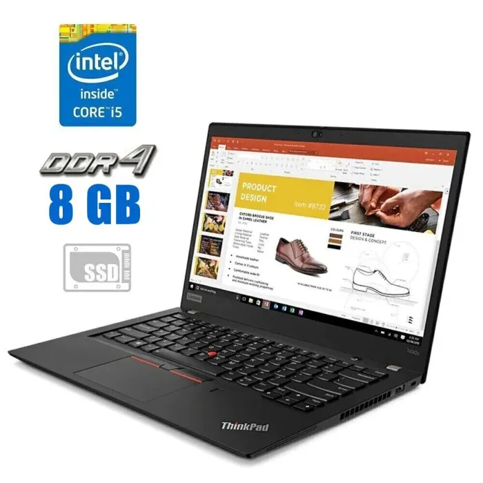 Ультрабук Lenovo ThinkPad T490s / 14" (1920x1080) IPS / Intel Core i5-8265U (4 (8) ядра по 1.6 - 3.9 GHz) / 8 GB DDR4 / 240 GB SSD / Intel UHD Graphics / WebCam б/в - зображення 1