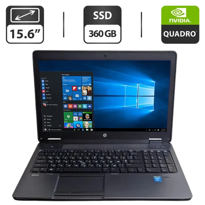 Мобільна робоча станція Б-клас HP ZBook 15 G1 / 15.6" (1366x768) TN / Intel Core i7-4700MQ (4 (8) ядра по 2.4 - 3.4 GHz) / 32 GB DDR3 / 360 GB SSD / nVidia Quadro K610M, 1 GB GDDR5, 64-bit / WebCam б/в - зображення 1
