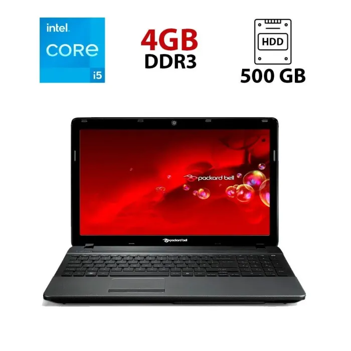 Ноутбук Packard Bell EasyNote TS1HR / 15.6" (1366x768) TN / Intel Core i5-2430M (2 (4) ядра по 2.4 - 3.0 GHz) / 4 GB DDR3 / 500 GB HDD / nVidia GeForce GT 540M, 1 GB DDR3, 128-bit / WebCam б/в - зображення 1