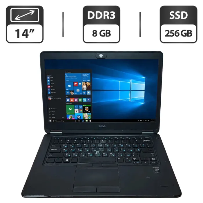 Ноутбук Б-клас Dell Latitude E7450 / 14" (1366x768) TN / Intel Core i5-5300U (2 (4) ядра по 2.3 - 2.9 GHz) / 8 GB DDR3 / 256 GB SSD / Intel HD Graphics 5500 / WebCam б/в - зображення 1