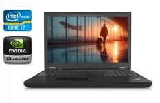 Мобільна робоча станція Lenovo ThinkPad P50 / 15.6" (1920x1080) IPS / Intel Core i7-6820HQ (4 (8) ядра по 2.7 - 3.6 GHz) / 32 GB DDR4 / 480 GB SSD / nVidia Quadro M2000M, 4 GB GDDR5, 128-bit / WebCam / TouchID / Windows 10 б/в