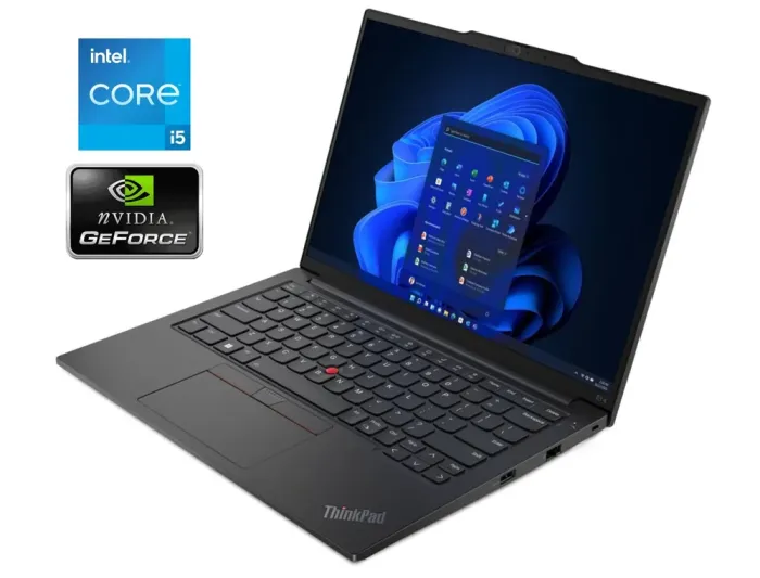 Ультрабук Б-клас Lenovo ThinkPad E14 Gen 2 / 14" (1920x1080) IPS / Intel Core i5-1135G7 (4 (8) ядра по 2.4 - 4.2 GHz) / 16 GB DDR4 / 512 GB SSD NVMe / nVidia GeForce MX450, 2 GB GDDR6, 64-bit / WebCam / Win 10 Pro б/в - зображення 1