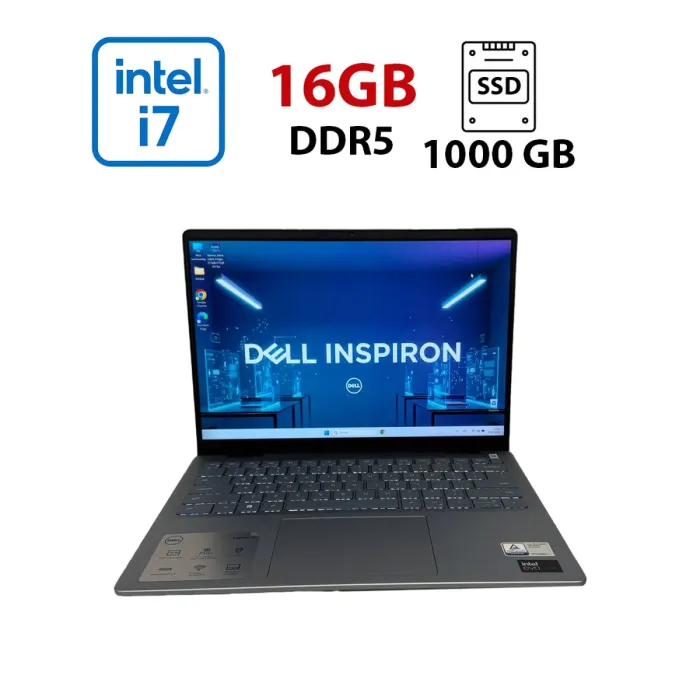 Ноутбук Dell Inspiron 7440 / 14" (2880x1800) IPS / Intel Core Ultra 7 155H (16 (22) ядер по 1.4 - 4.8 GHz) / 16 GB DDR5 / 1000 GB SSD / Intel Arc Graphics / WebCam б/в - зображення 1