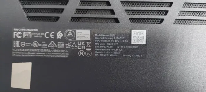 Ігровий ноутбук Lenovo IdeaPad Gaming 3 16ARH7 Gray / 16" (1920x1080) IPS / AMD Ryzen 5 6600H (6 (12) ядер по 3.3 - 4.5 GHz) / 16 GB DDR5 / 512 GB SSD / nVidia GeForce RTX 3050, 4 GB GDDR6, 128-bit / WebCam б/в - зображення 8