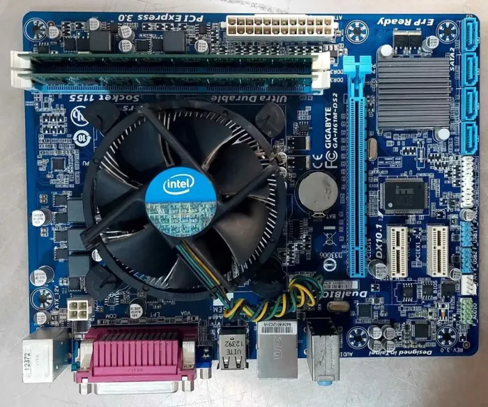 Комплект: Материнська плата Gigabyte GA-H61M-DS2 / Intel Core i5-3470 (4 ядра по 3,2 - 3,6 ГГц) / 8 ГБ DDR3 / Intel HD Graphics 2500 / Роз'єм LGA1155 / Кулер б/в - изображение 2