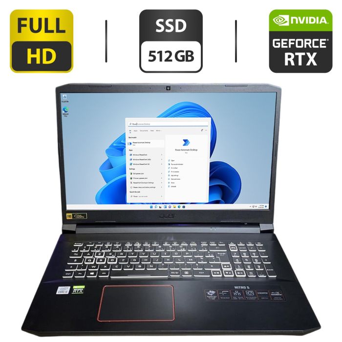 Ігровий ноутбук Acer Nitro 5 / 17.3" (1920x1080) IPS / Intel Core i5-10300H (4 (8) ядра по 2.5 - 4.5 GHz) / 16 GB DDR4 / 512 GB SSD / nVidia GeForce RTX 3060, 6 GB GDDR6, 192-bit / WebCam б/в - зображення 1