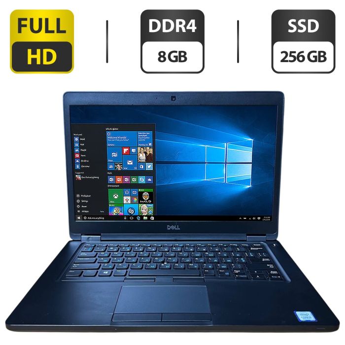 Ноутбук Dell Latitude 5490 / 14" (1920x1080) IPS / Intel Core i5-8250U (4 (8) ядра по 1.6 - 3.4 GHz) / 8 GB DDR4 / 256 GB SSD / Intel UHD Graphics 620 / WebCam б/в - изображение 1