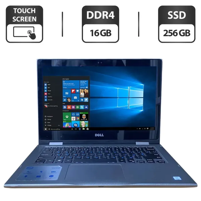 Ультрабук Б-клас Dell Inspiron 13 5000 (P69G) / 13.3" (1920x1080) IPS Touch / Intel Core i5-8250U (4 (8) ядра по 1.6 - 3.4 GHz) / 16 GB DDR4 / 256 GB SSD / Intel UHD Graphics 620 / WebCam / HDMI б/в - зображення 1