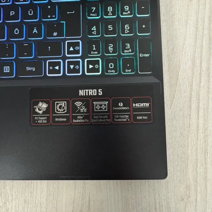 Ігровий ноутбук Б-класу Acer Nitro 5 AN515-58 / 15.6" (1920x1080) IPS / Intel Core i7-12700H (14 (20) ядер по 3,5 - 4,7 ГГц) / 16 ГБ DDR4 / 1000 ГБ SSD NVMe / nVidia GeForce RTX 3060, 6 ГБ GDDR6, 192-bit / WebCam б/в - зображення 9