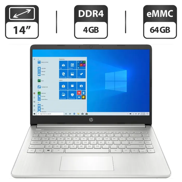 Ультрабук HP Laptop 14-fq0036cl / 14" (1366x768) TN / AMD 3020e (2 ядра по 1.1 - 2.6 GHz) / 4 GB DDR4 / 64 GB eMMC / AMD Radeon Graphics / WebCam / HDMI - зображення 1