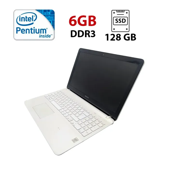 Ноутбук Sony Vaio SVF152C29M / 15.6" (1366x768) TN / Intel Pentium 2117U (2 ядра по 1.8 GHz) / 6 GB DDR3 / 128 GB SSD / Intel HD Graphics 2500 / WebCam б/в - зображення 1