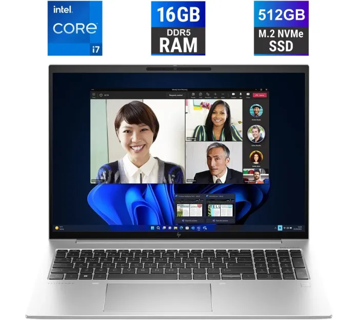 Ультрабук HP EliteBook 860 G10 / 16" (1920x1200) IPS / Intel Core i7-1365U (10 (12) ядер по 1.8 - 5.2 GHz) / 16 GB DDR5 / 512 GB SSD M.2 / Intel Iris Xe Graphics / WebCam / HDMI б/в - зображення 1