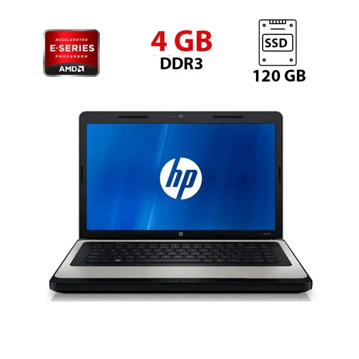 Ноутбук Б-клас HP 635 / 15.6" (1366x768) TN / AMD E-300 (2 ядра по 1.3 GHz) / 4 GB DDR3 / 120 GB SSD / AMD Radeon HD 6310 Graphics / WebCam / АКБ не тримає б/в - зображення 1