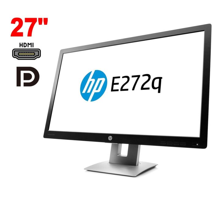 Монітор HP EliteDisplay E272Q / 27" (2560x1440) IPS / 1x HDMI, 1x DP, 1x VGA, 3x USB 2.0 / VESA 100x100 / Pivot б/в - зображення 1