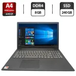 Ноутбук Lenovo V145-15AST / 15.6" (1366x768) TN / AMD A4-9125 (2 ядра по 2.3 GHz) / 8 GB DDR4 / 240 GB SSD / AMD Radeon R3 Graphics / WebCam / DVD-ROM б/в