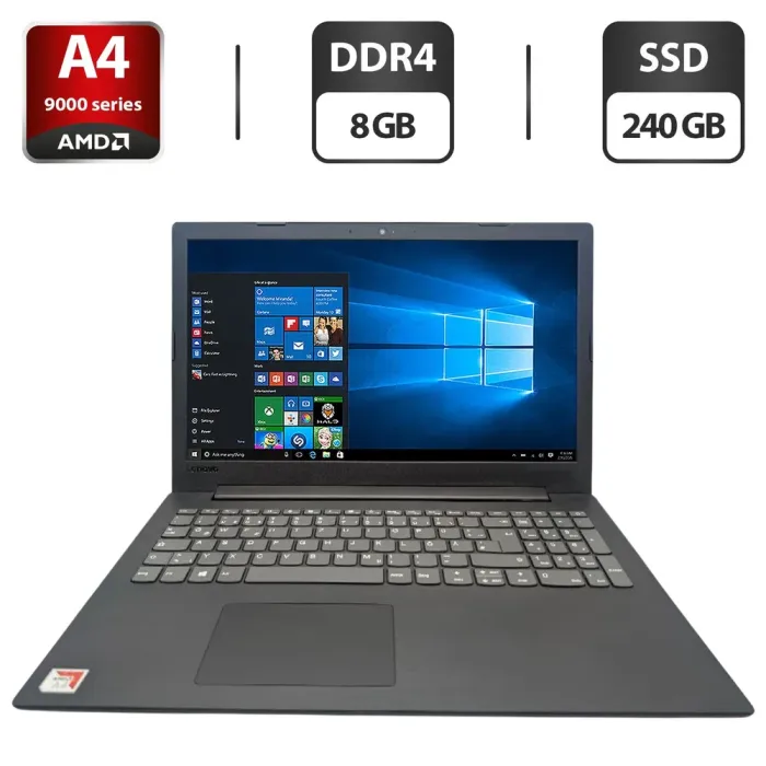 Ноутбук Lenovo V145-15AST / 15.6" (1366x768) TN / AMD A4-9125 (2 ядра по 2.3 GHz) / 8 GB DDR4 / 240 GB SSD / AMD Radeon R3 Graphics / WebCam / DVD-ROM б/в - зображення 1