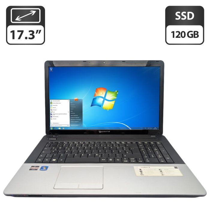 Ноутбук Packard Bell EasyNote LE / 17.3" (1600x900) TN / AMD E1-1200 (2 ядра по 1.4 GHz) / 6 GB DDR3 / 120 GB SSD / AMD Radeon HD 7310 Graphics / WebCam / DVD-ROM б/в - зображення 1