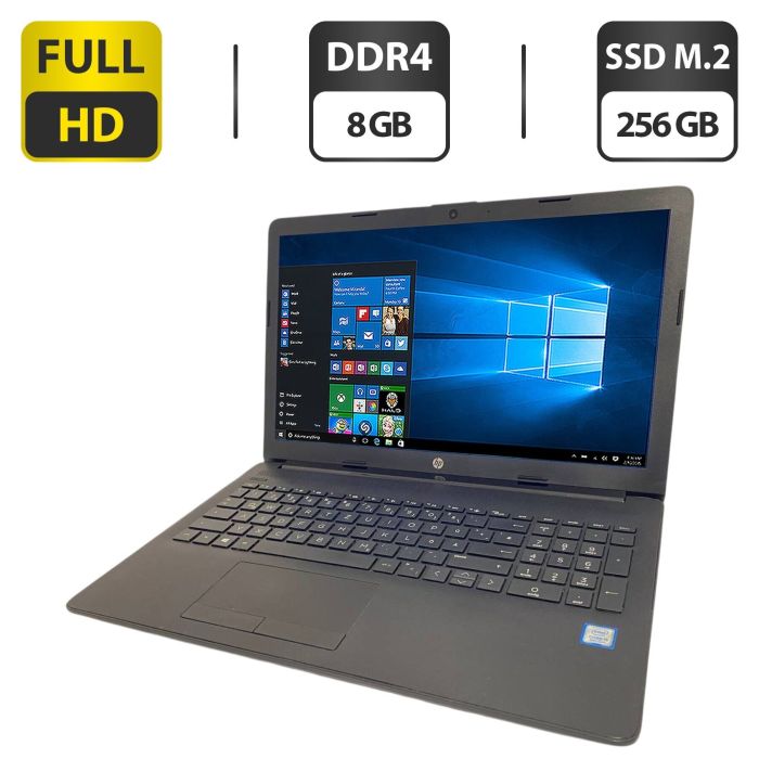 Ноутбук НР 15 da0xxx / 15.6" (1920x1080) TN / Intel Core i5-8250U (4 (8) ядра по 1.6 - 3.4 GHz) / 8 GB DDR4 / 256 GB SSD M.2 / Intel UHD Graphics 620 / WebCam / DVD-ROM б/в - зображення 1