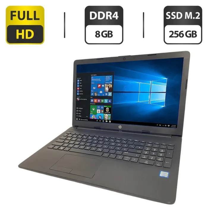 Ноутбук НР 15 da0xxx / 15.6" (1920x1080) TN / Intel Core i5-8250U (4 (8) ядра по 1.6 - 3.4 GHz) / 8 GB DDR4 / 256 GB SSD M.2 / Intel UHD Graphics 620 / WebCam / DVD-ROM б/в - зображення 1
