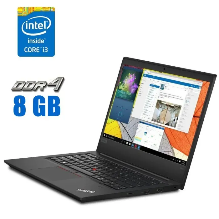 Ультрабук Lenovo ThinkPad E490 / 14" TN / Core i3-8145U (2(4) ядра по 2.1-3.9GHz) / 8GB DDR4 / 256GB SSD / UHD Graphics / WebCam б/в - зображення 1