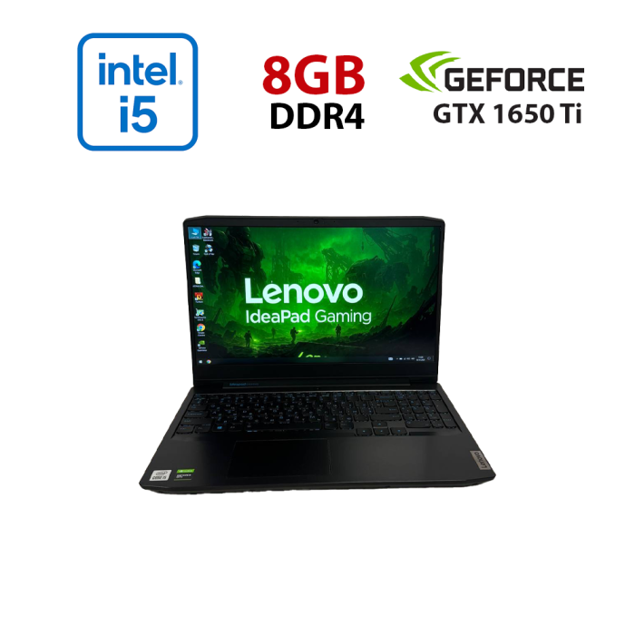 Ігровий ноутбук Б-класу Lenovo Gaming 3 15IMH05 / 15,6" (1920x1080) IPS / Intel Core i5-10300H (4 (8) ядра по 2,5 - 4,5 ГГц) / 8 ГБ DDR4 / 256 ГБ SSD / nVidia GeForce GTX 1650 TI, 4 ГБ GDDR6, 128-біт / WebCam б/в - зображення 1