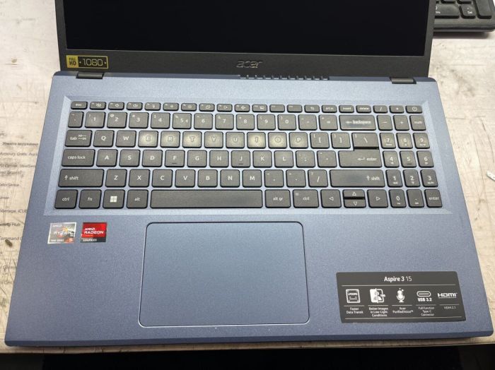 Ноутбук Б-клас Acer Aspire A315-24PT / 15.6" (1920x1080) IPS / AMD Ryzen 5 7520U (4 (8) ядра по 2.8 - 4.3 GHz) / 16 GB DDR4 / 240 GB SSD / AMD Radeon Graphics / WebCam б/в - зображення 7