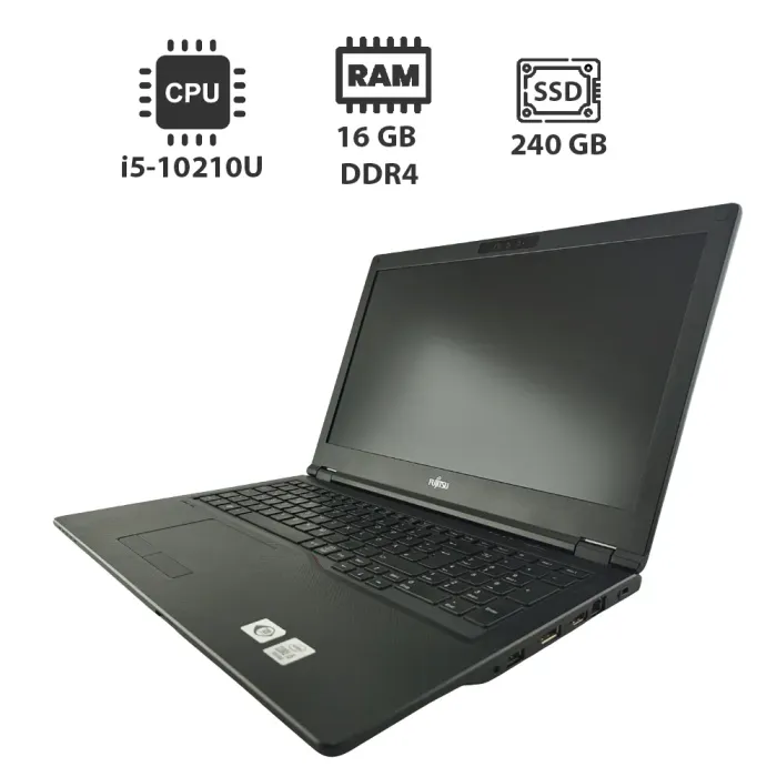 Ноутбук Fujitsu LifeBook E5510 / 15.6" (1920x1080) IPS / Intel Core i5-10210U (4 (8) ядра по 1.6 - 4.2 GHz) / 16 GB DDR4 / 240 GB SSD / Intel UHD Graphics / WebCam б/в - зображення 1