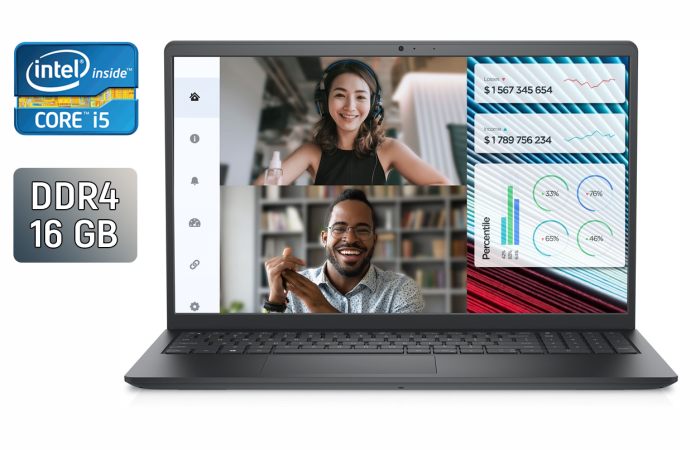 Ноутбук Dell Vostro 3520 / 15.6" (1920x1080) IPS / Intel Core i5-1235U (10 (12) ядер по 3.3 - 4.4 GHz) / 16 GB DDR4 / 256 GB SSD / Intel Iris Xe Graphics / WebCam / HDMI б/в - зображення 1